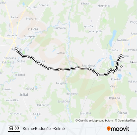 Автобус 83: карта маршрута