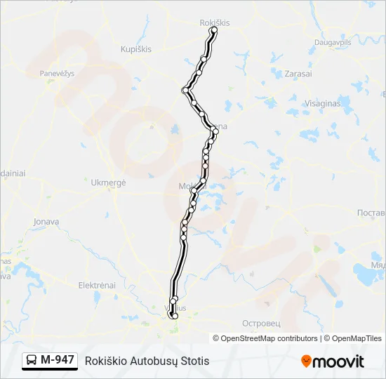M-947 Bus Line Map
