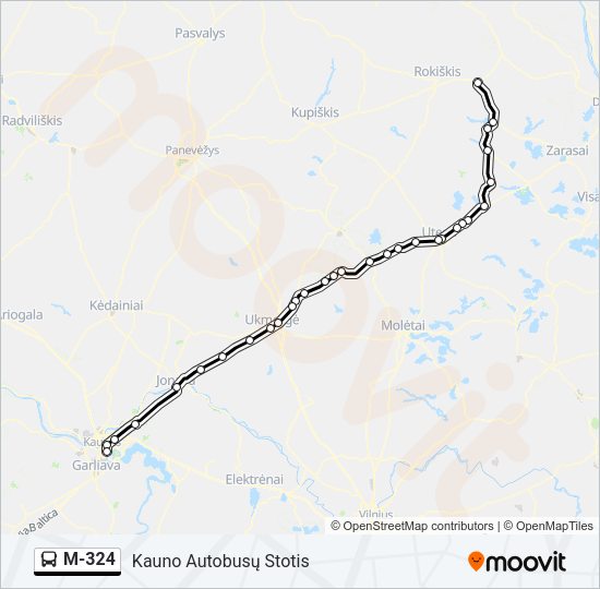 Автобус M-324: карта маршрута