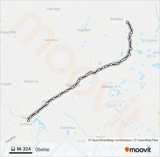 M-324 Bus Line Map