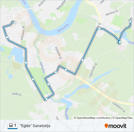 Автобус 1: карта маршрута