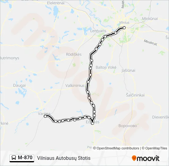 Автобус M-870: карта маршрута