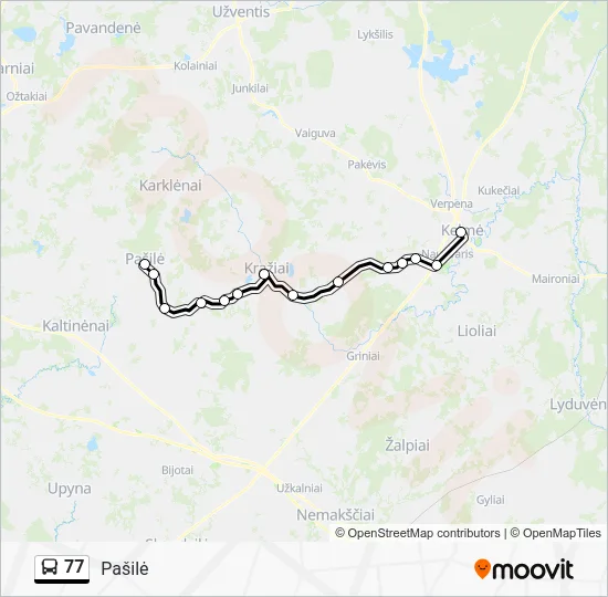 Автобус 77: карта маршрута