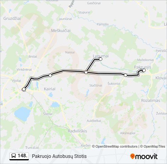 Автобус 148.: карта маршрута