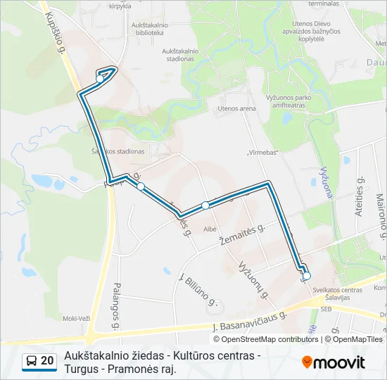 Автобус 20: карта маршрута