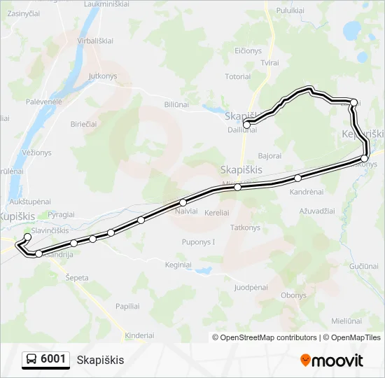6001 Route: Schedules, Stops & Maps - Skapiškis (Updated)