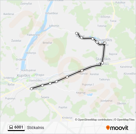 6001 Route: Schedules, Stops & Maps - Stičkalnis (Updated)