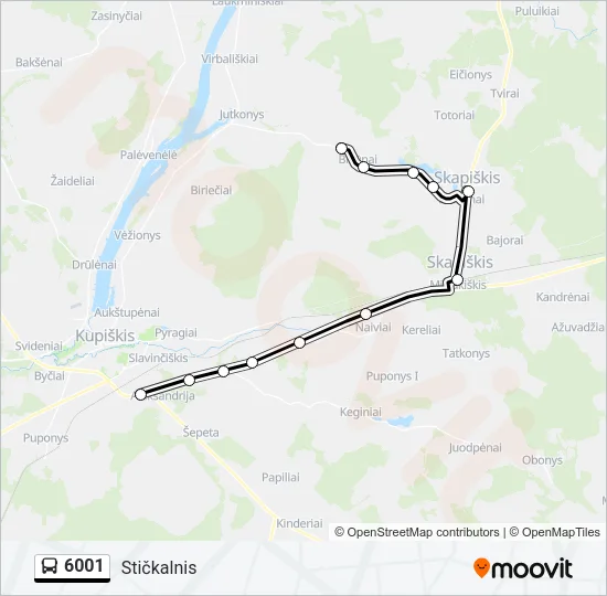 6001 Bus Line Map