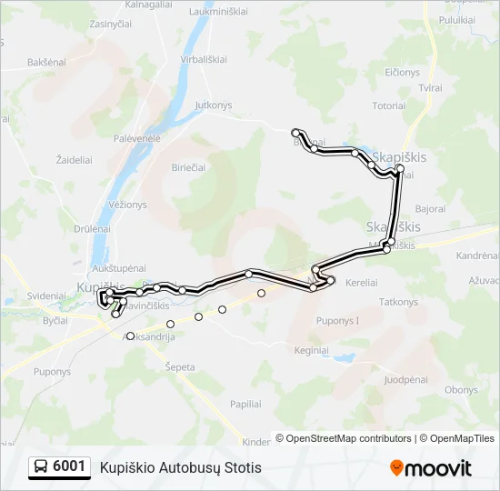 6001 Bus Line Map