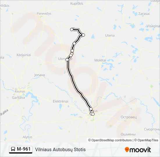 M-961 Bus Line Map
