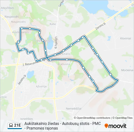 Автобус 21E: карта маршрута