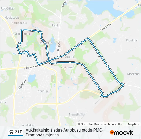 21E Bus Line Map