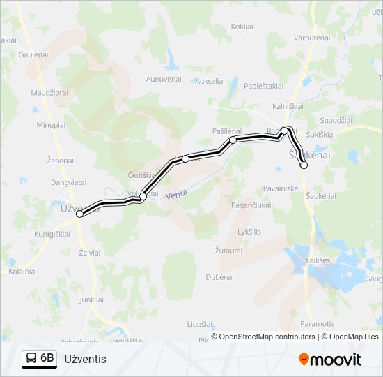 Автобус 6B: карта маршрута