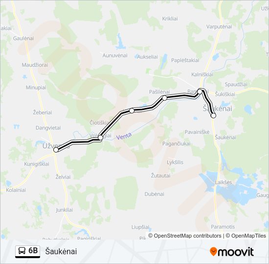 Автобус 6B: карта маршрута