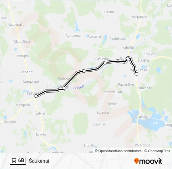 Автобус 6B: карта маршрута