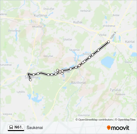 Автобус N61.: карта маршрута
