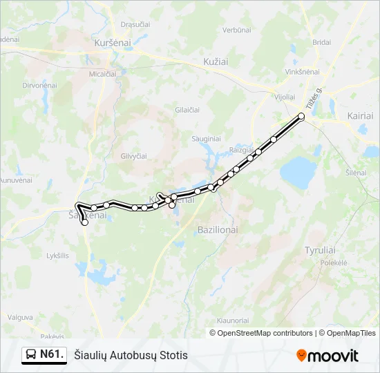 Автобус N61.: карта маршрута