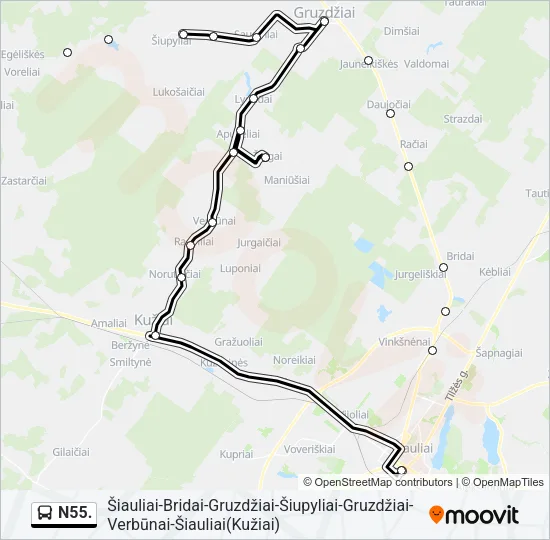 N55. Bus Line Map