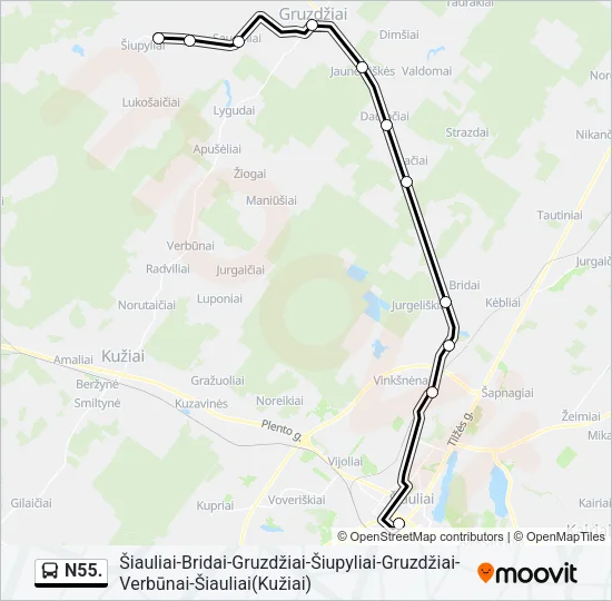 N55. Bus Line Map