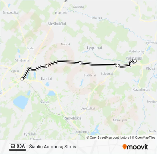 Автобус 83A: карта маршрута