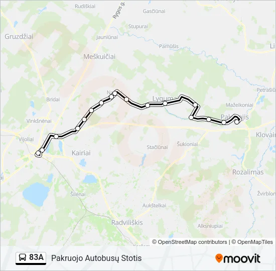 83A Bus Line Map