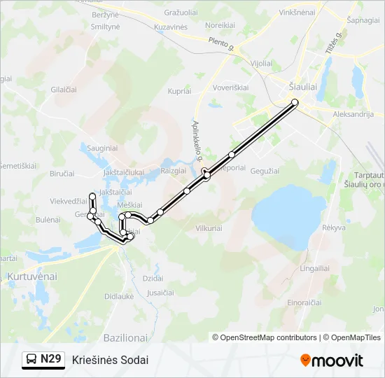 N29 Bus Line Map
