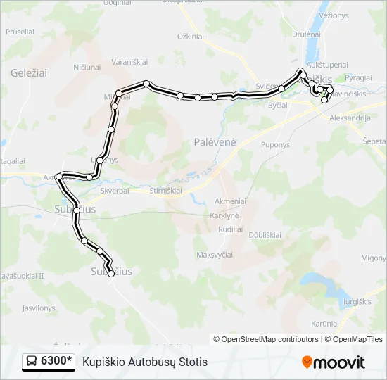 Автобус 6300*: карта маршрута