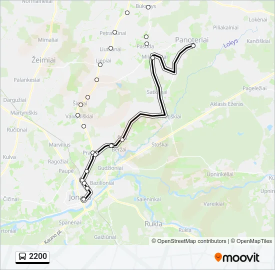 Автобус 2200: карта маршрута