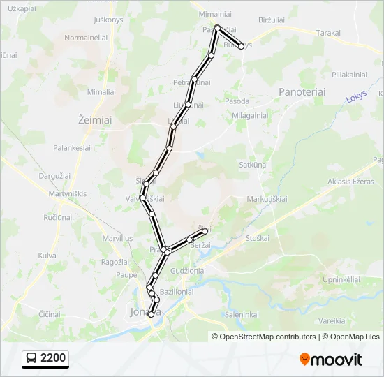 Автобус 2200: карта маршрута
