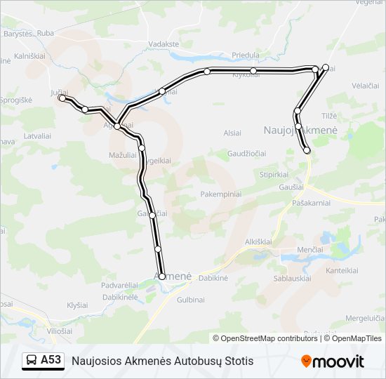 A53 Bus Line Map