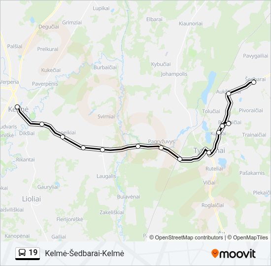Автобус 19: карта маршрута
