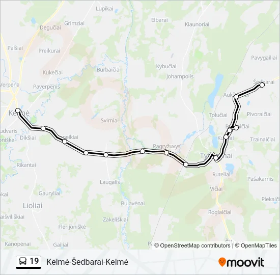 Автобус 19: карта маршрута