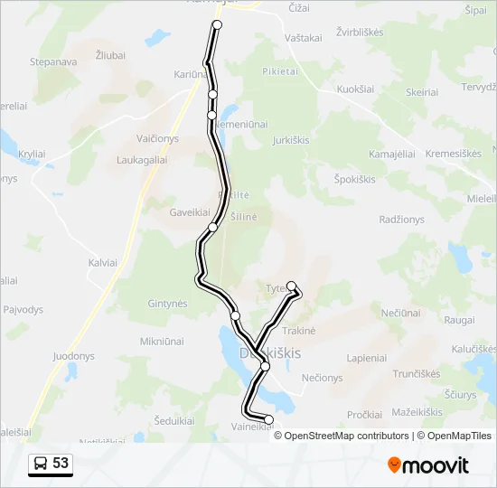 Автобус 53: карта маршрута