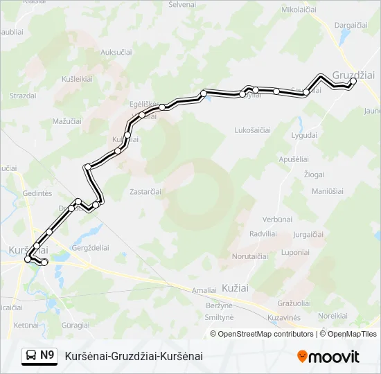 N9 Bus Line Map