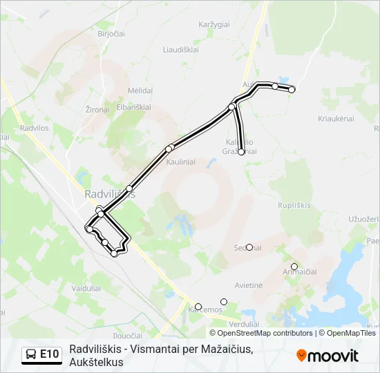 E10 Bus Line Map