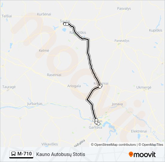Автобус M-710: карта маршрута
