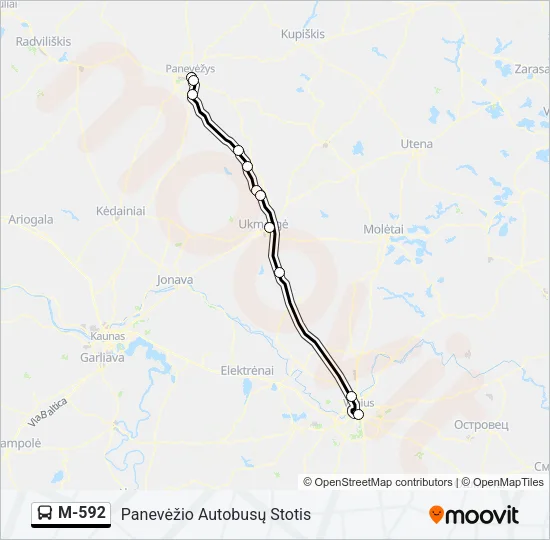 M-592 Bus Line Map