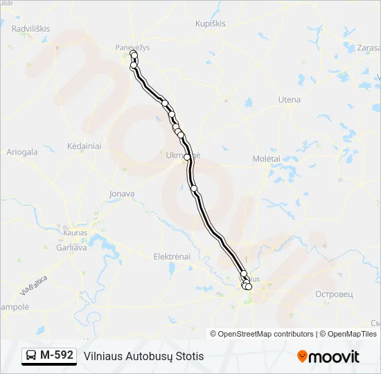 M-592 Bus Line Map