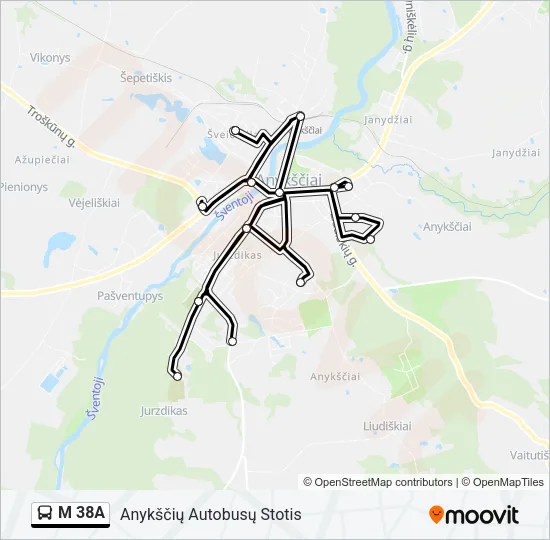 M 38A Bus Line Map
