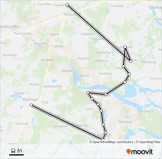 Автобус 51: карта маршрута