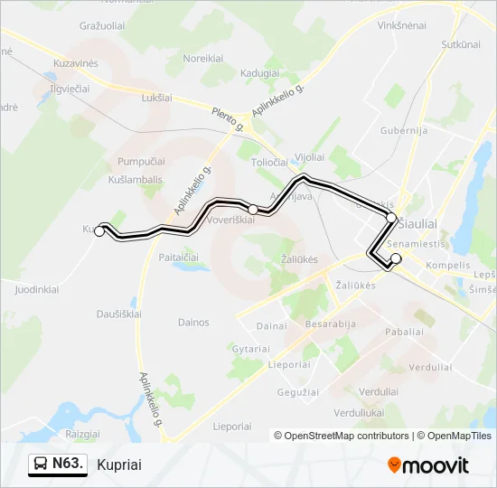 Автобус N63.: карта маршрута