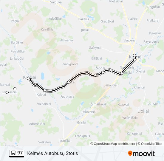 Автобус 97: карта маршрута