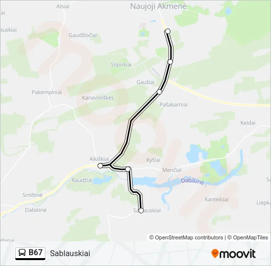 B67 Bus Line Map