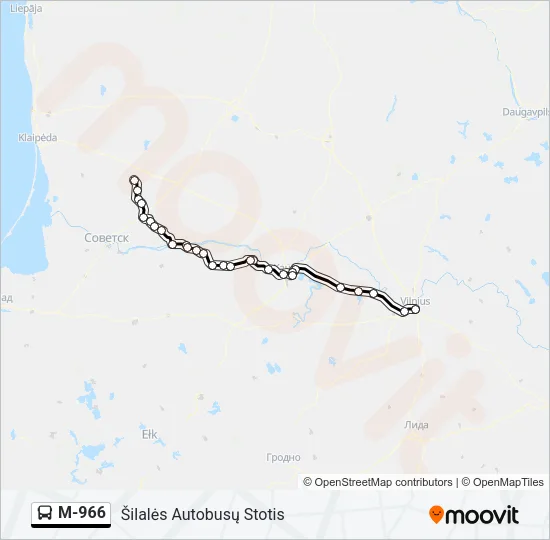 M-966 autobusas kelionės žemėlapis