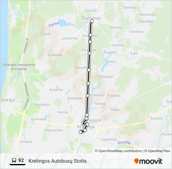 Автобус 92: карта маршрута
