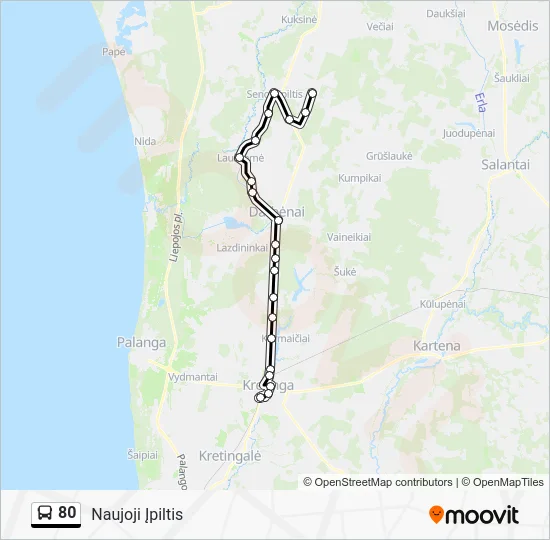 Автобус 80: карта маршрута