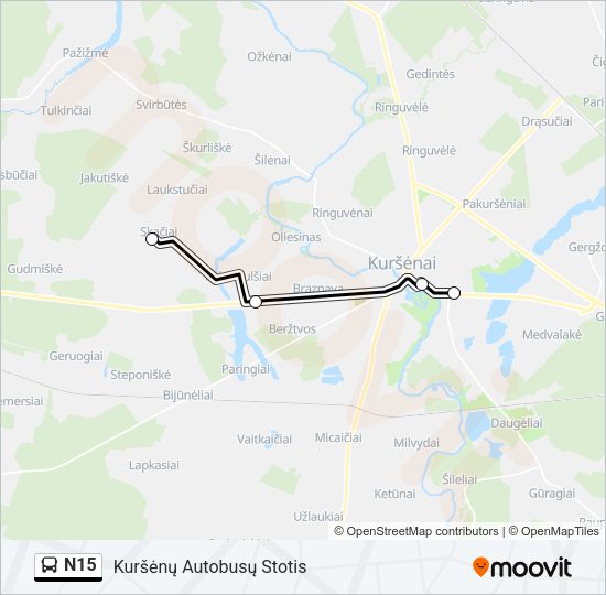 Автобус N15: карта маршрута