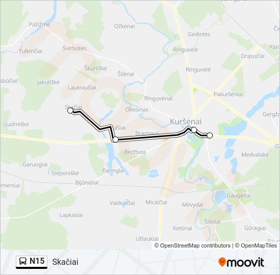 Автобус N15: карта маршрута
