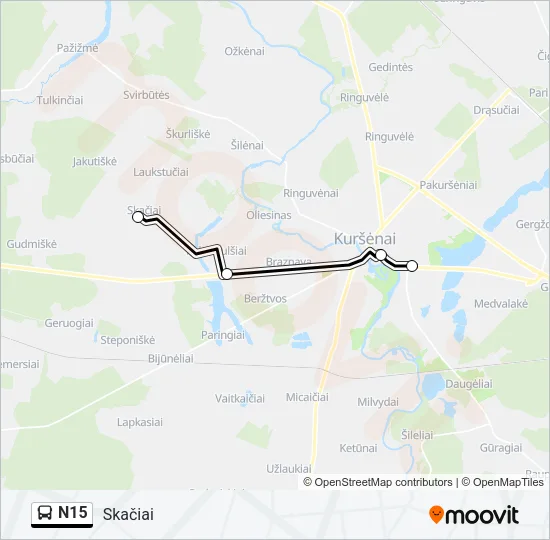 N15 Bus Line Map