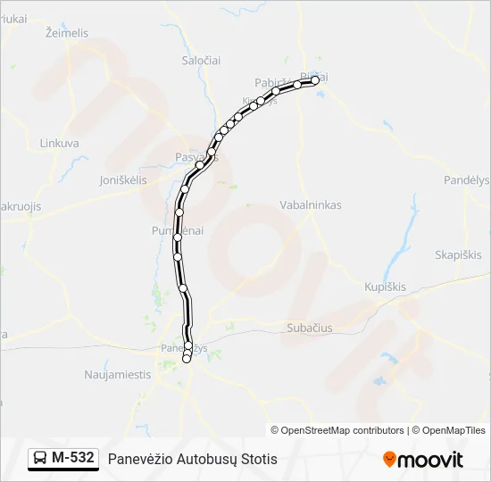 Автобус M-532: карта маршрута